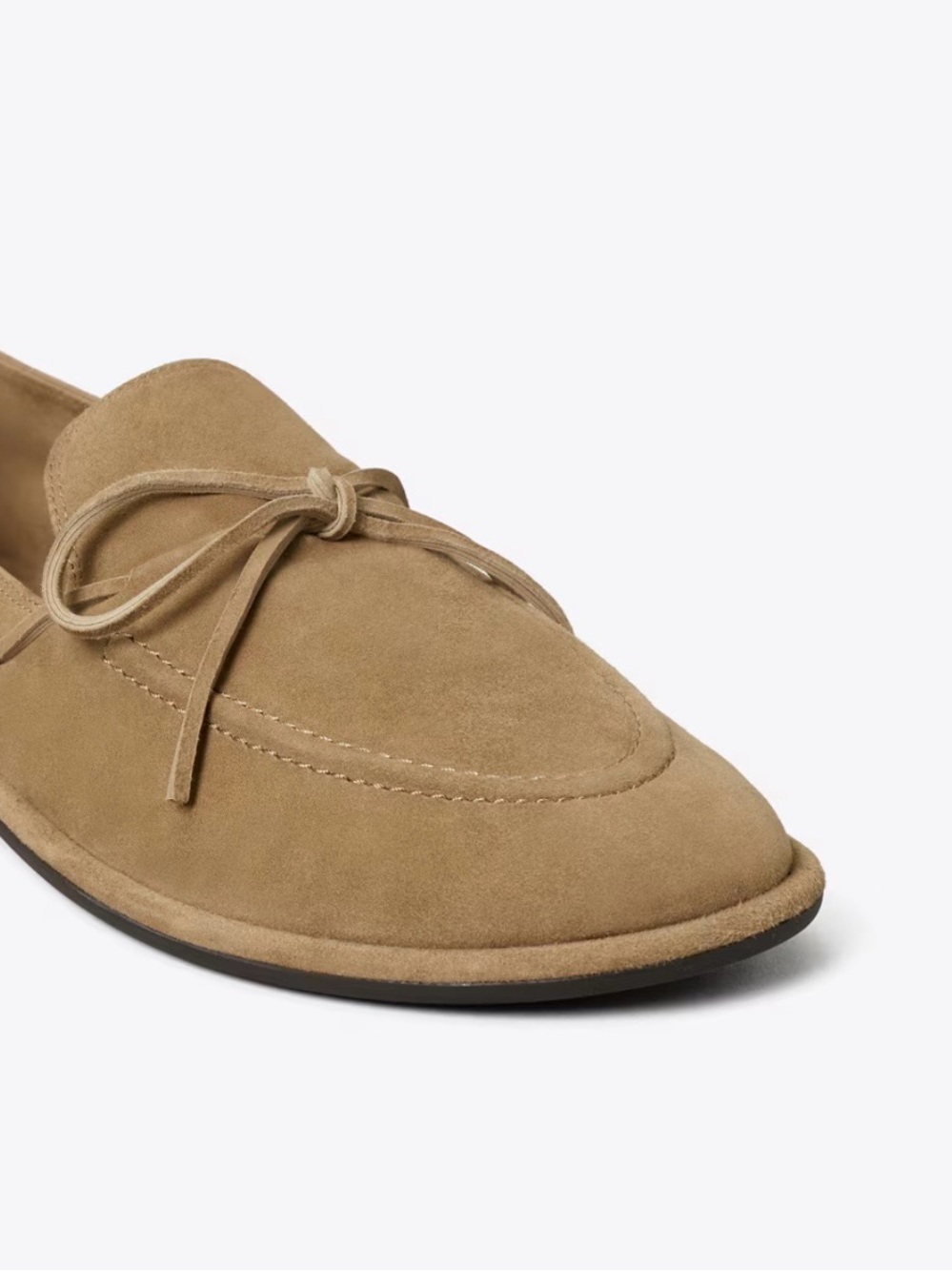 Tory Burch | The Boaty | Suede Bow Loafers in River Rock - Picture 4 of 7
